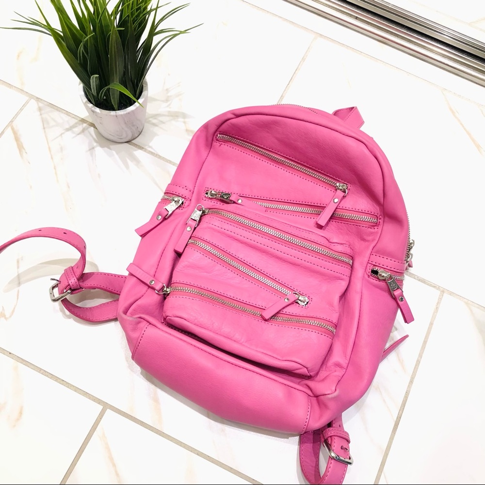 ASH Pink Leather Zipper Backpack